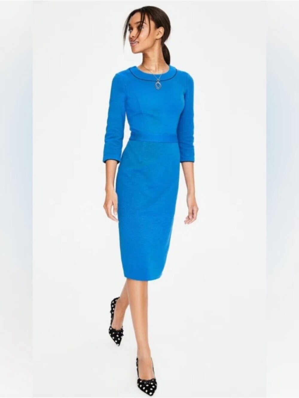 Boden Vibrant Blue Mia Ottoman Dress in Women's 18